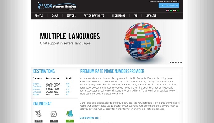 Site de prezentare, firma telecomunicatii - VOX Premium Numbers - layout site.jpg
